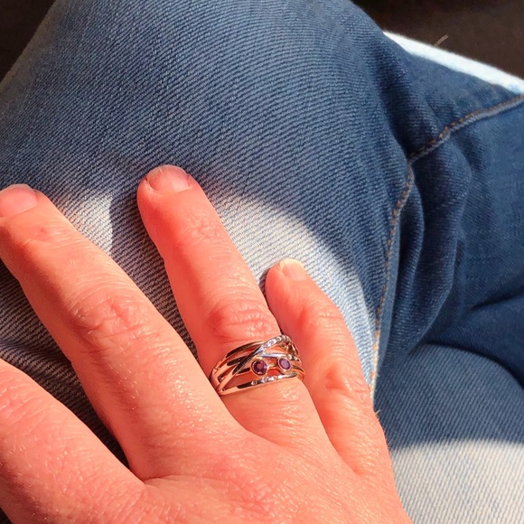 Lorenzo Wht/Rose Gold Amethyst & Wht Sapphire Ring - Picture 4 of 6